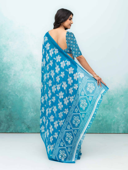 Blue Georgette Saree