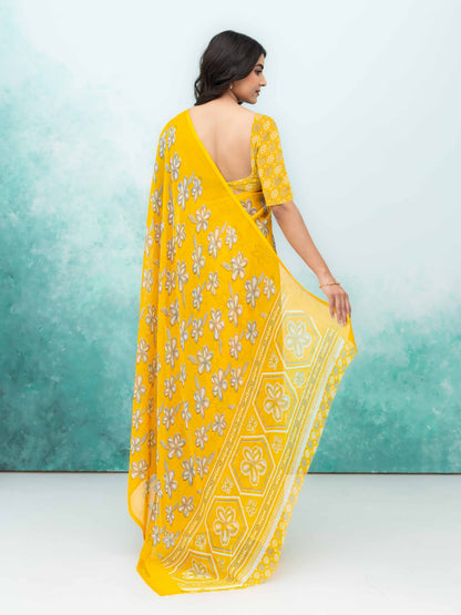 Yellow Georgette Saree