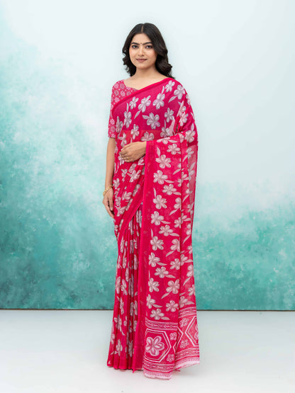 Pink Georgette Saree