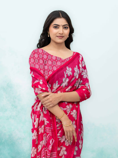 Pink Georgette Saree