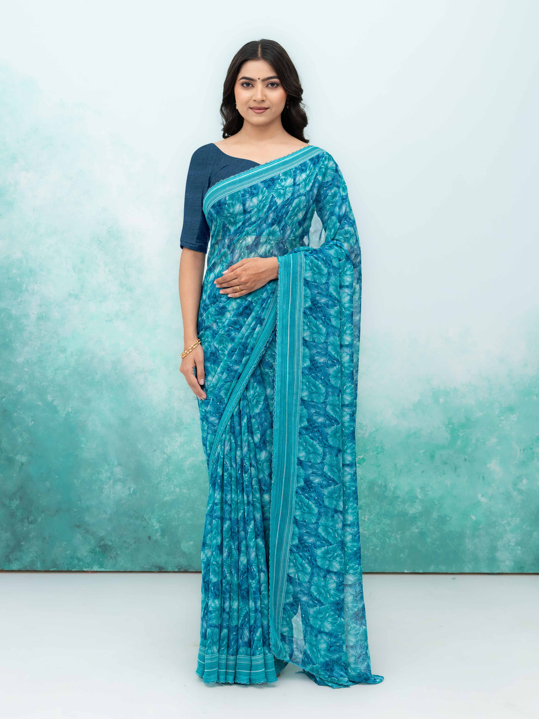 Teal Blue Weightless Saree