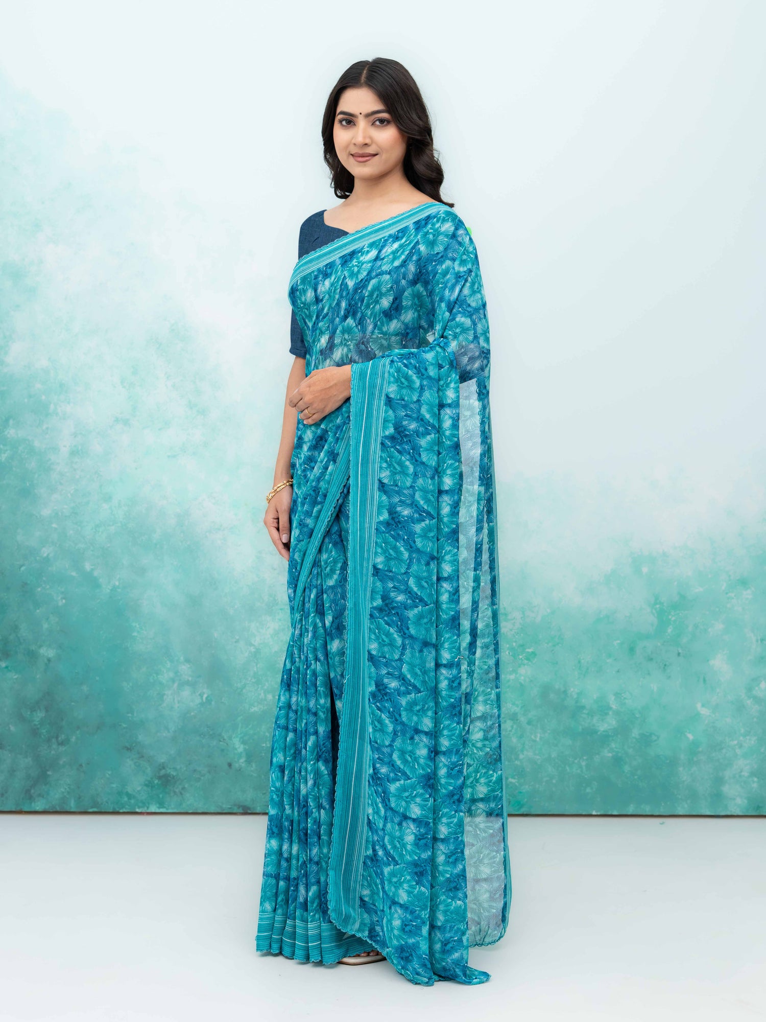 Teal Blue Weightless Saree
