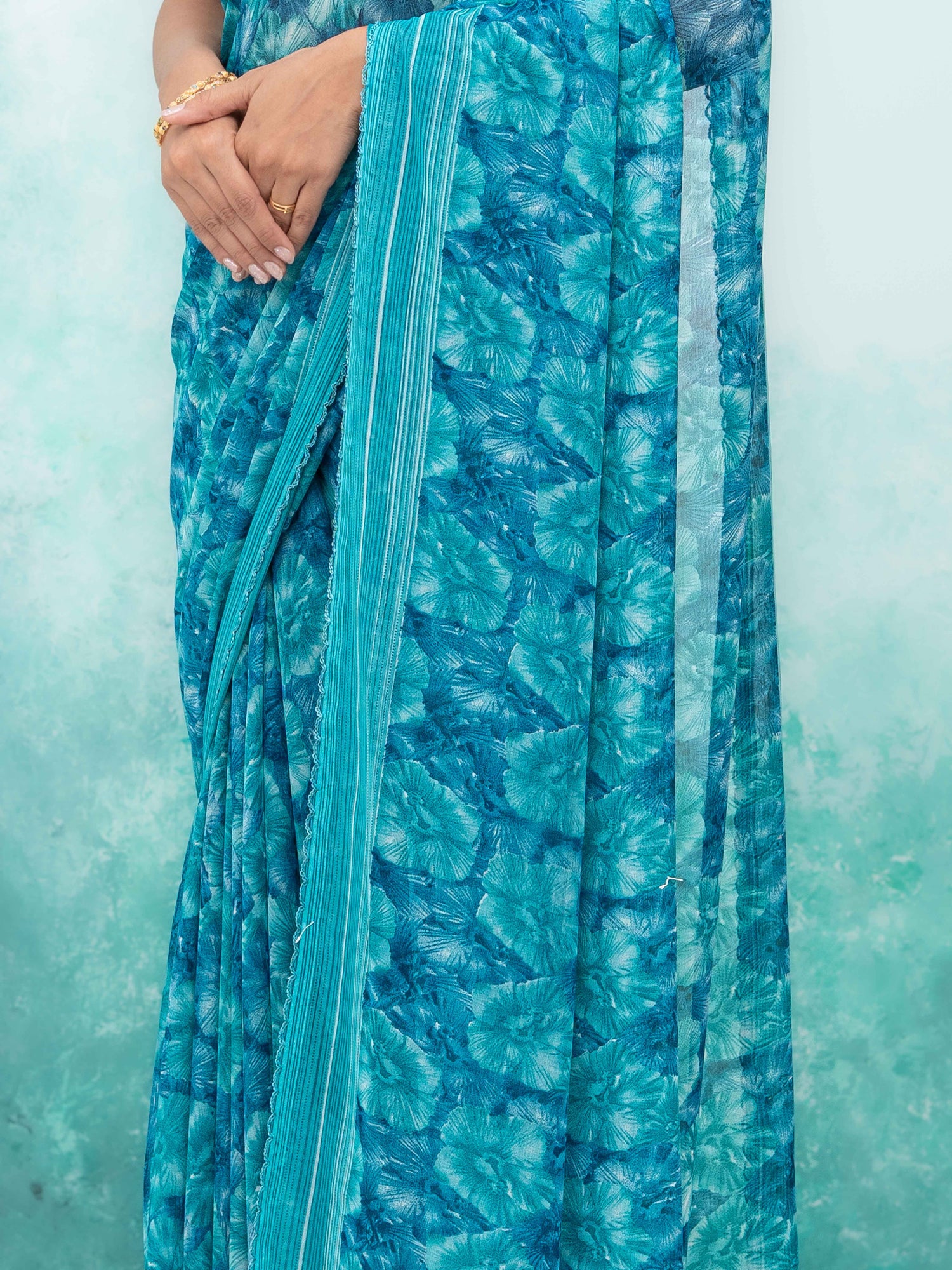 Teal Blue Weightless Saree