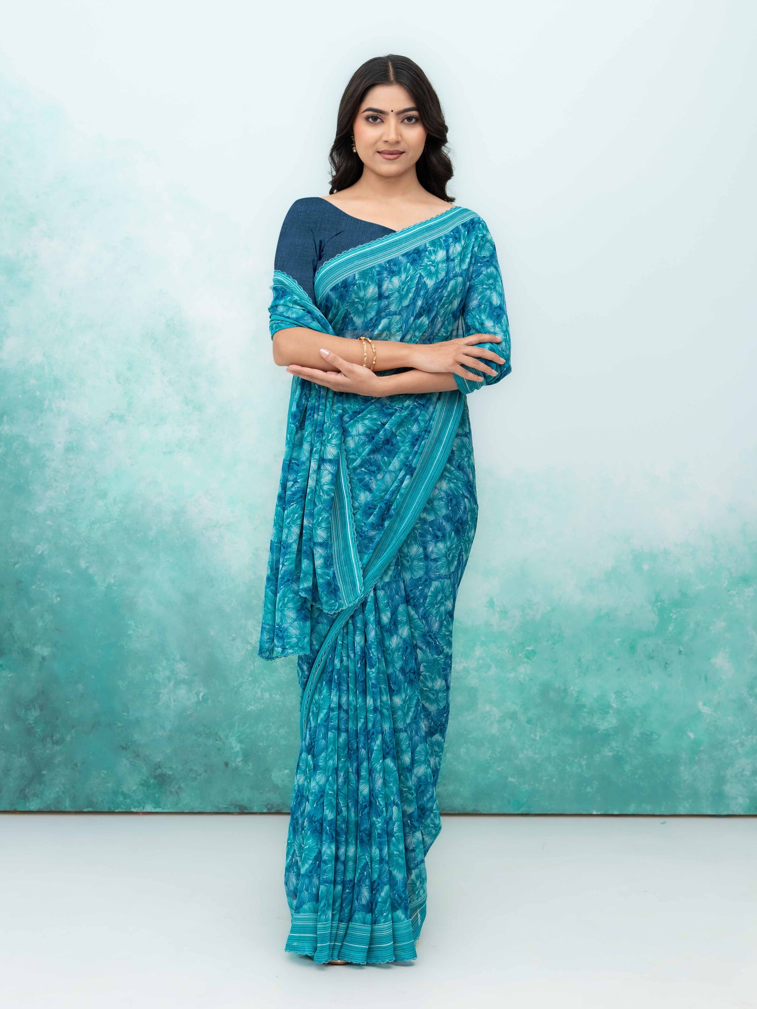 Teal Blue Weightless Saree