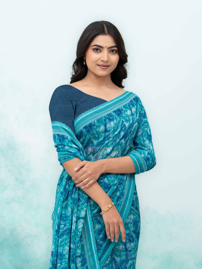 Teal Blue Weightless Saree