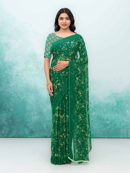 Green Chiffon Saree