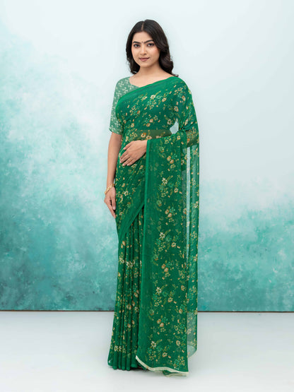 Green Chiffon Saree
