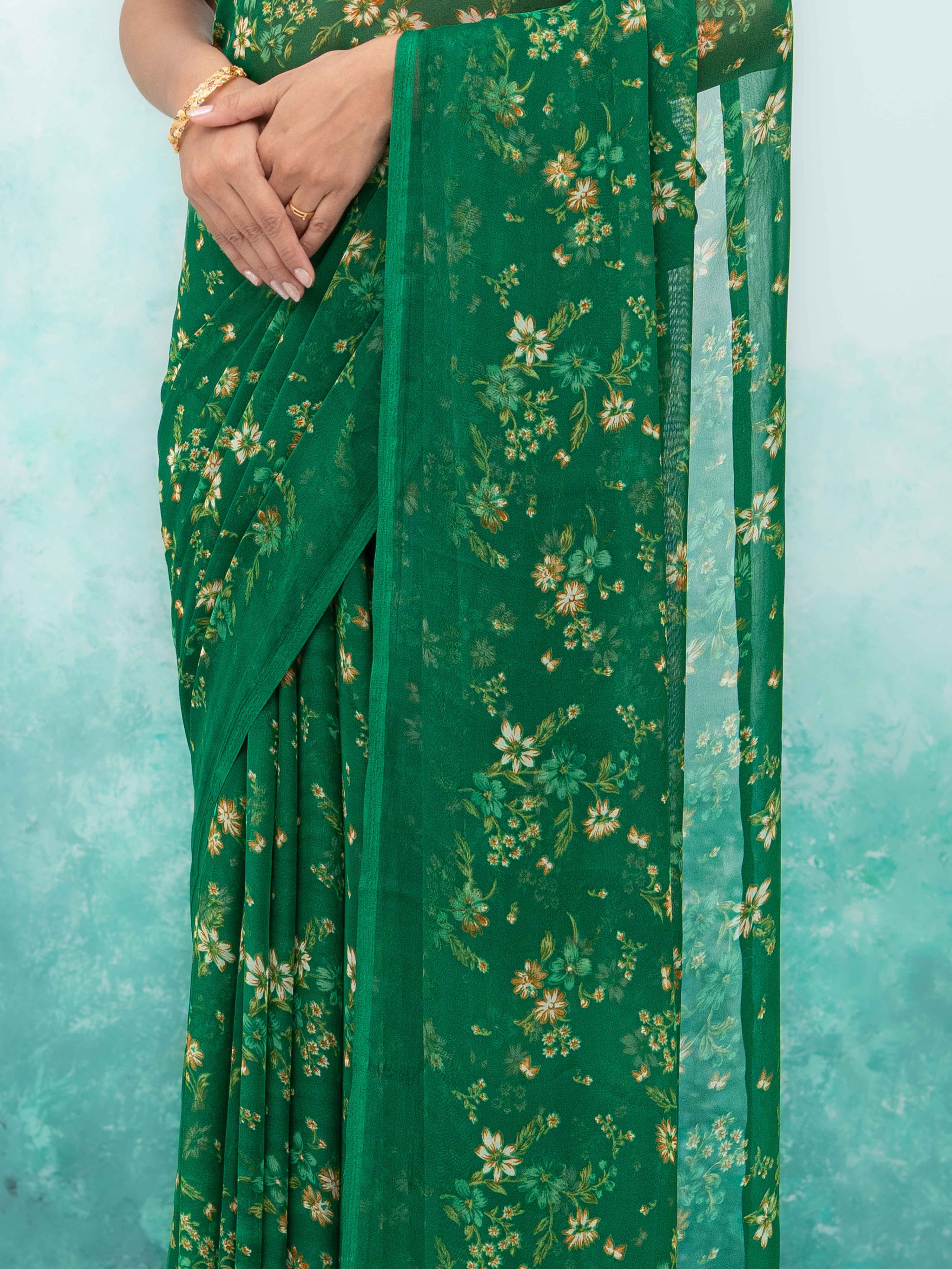 Green Chiffon Saree