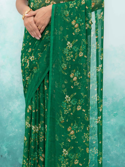 Green Chiffon Saree