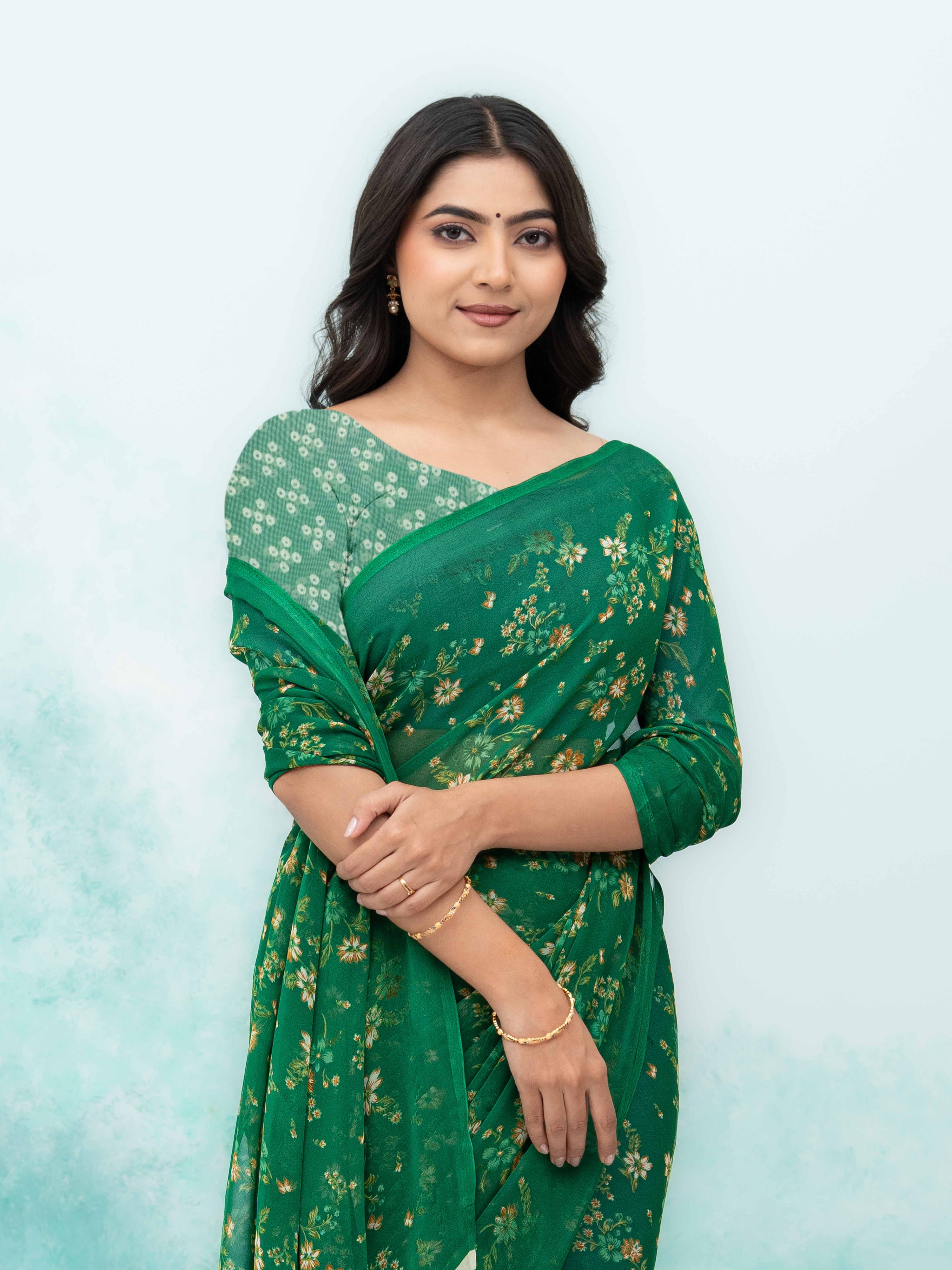 Green Chiffon Saree