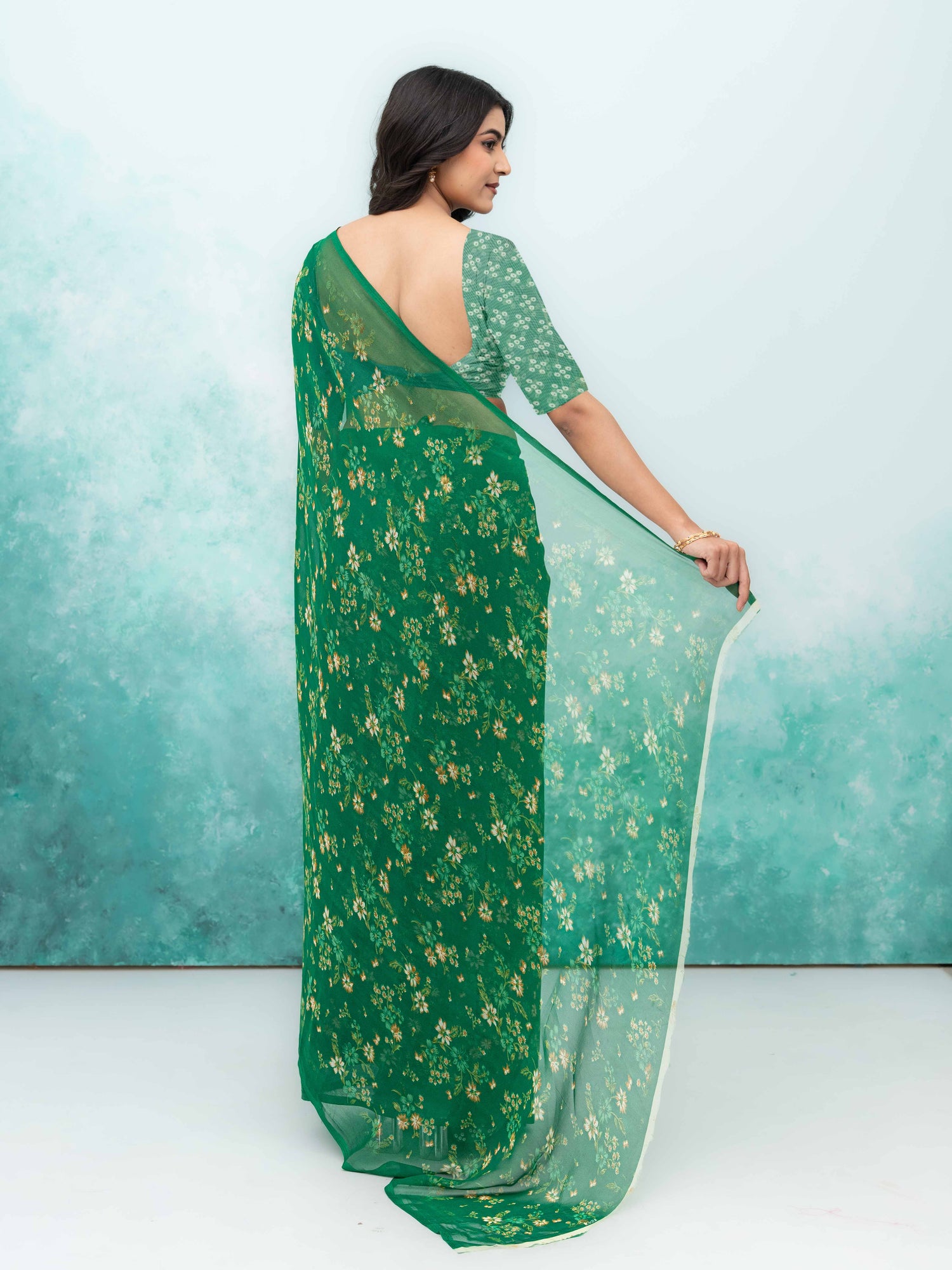 Green Chiffon Saree