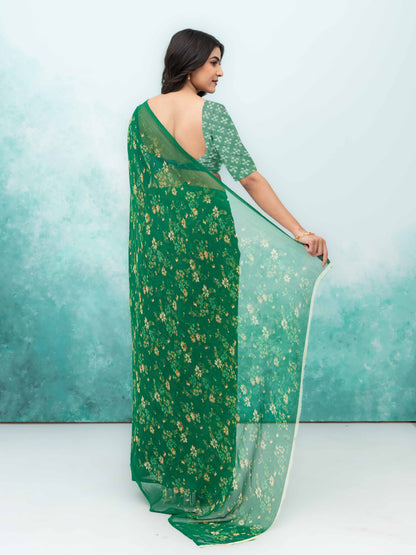 Green Chiffon Saree