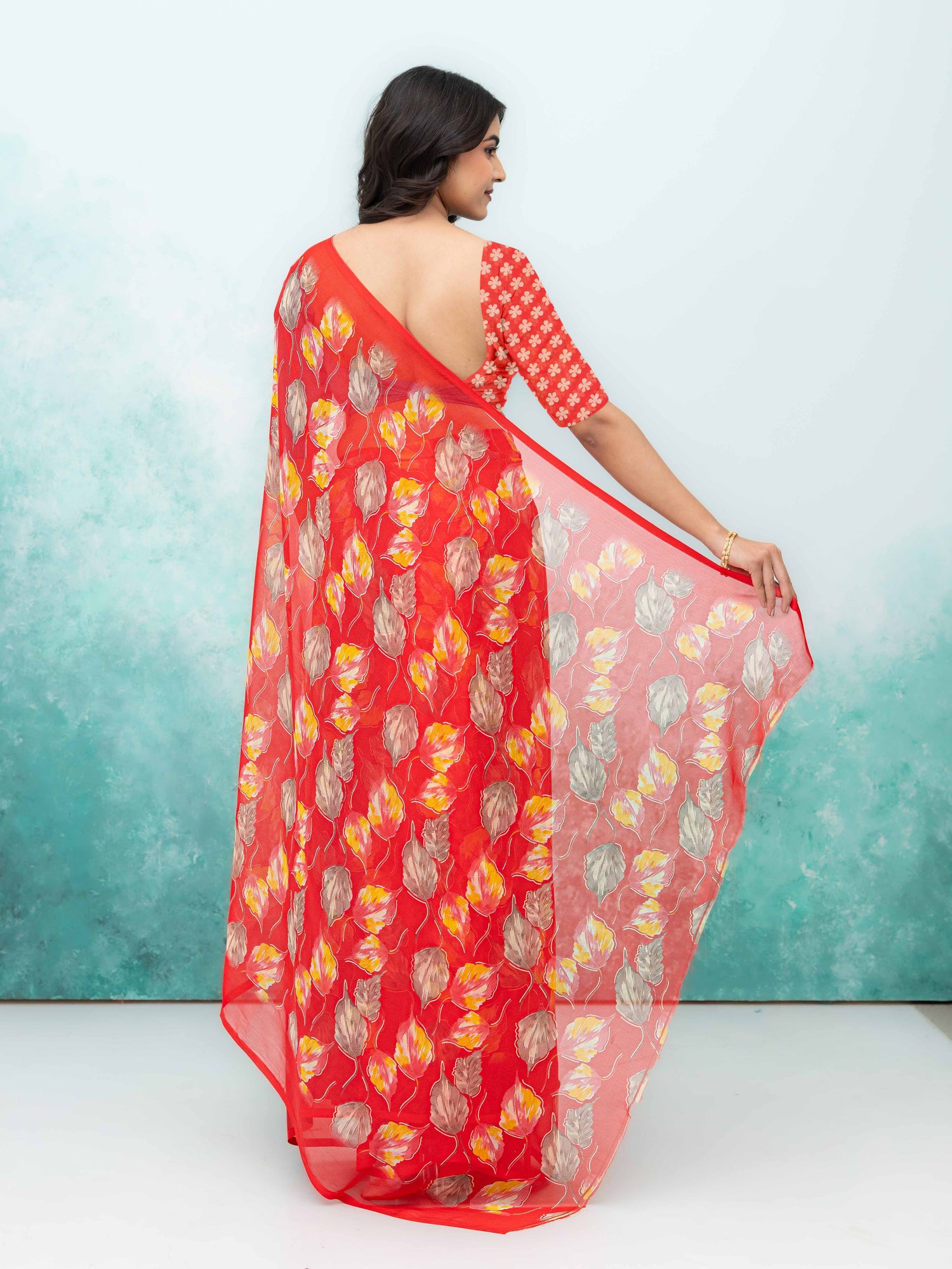 Red Chiffon Saree