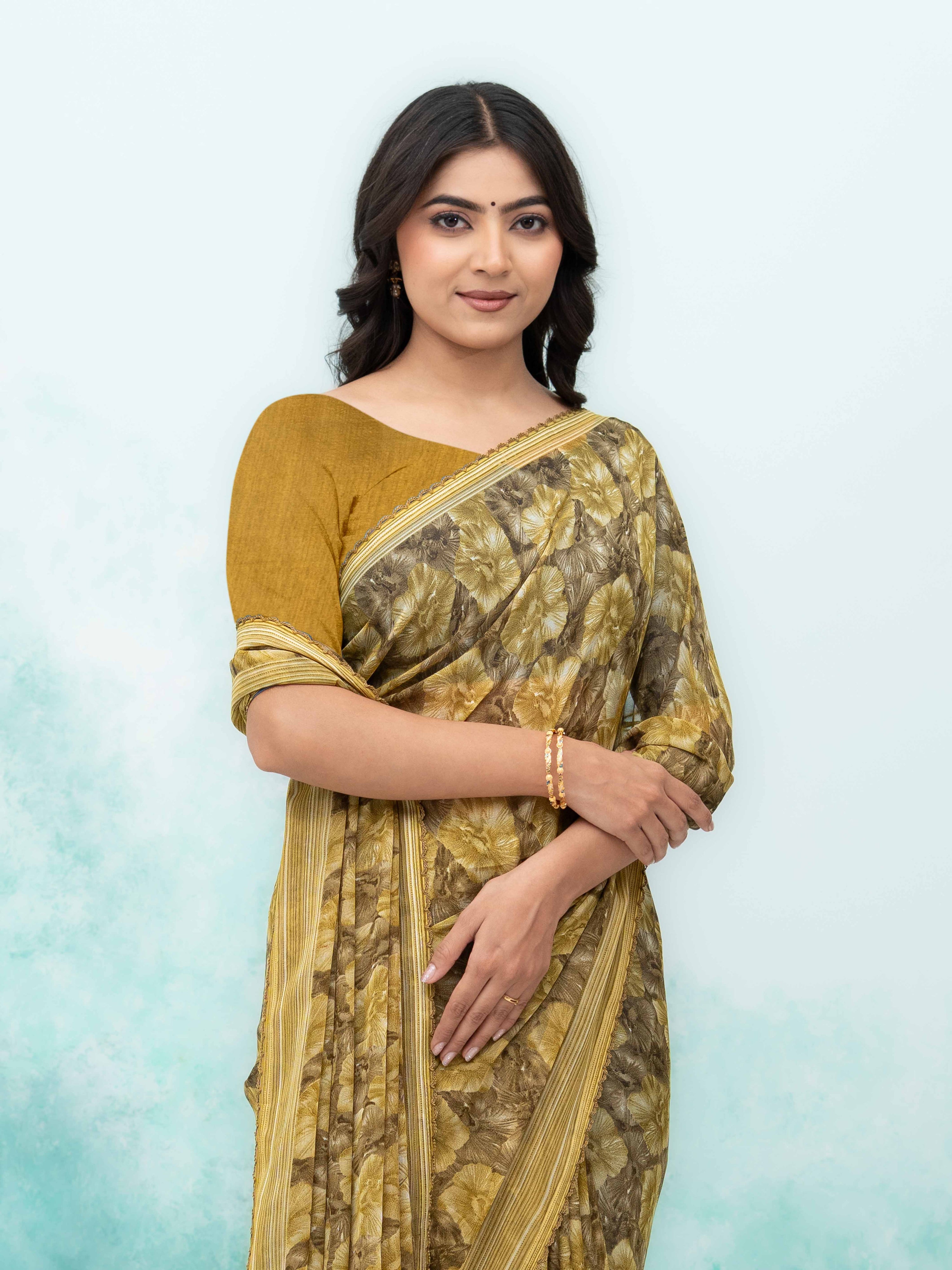 Olive Green Weightless Saree