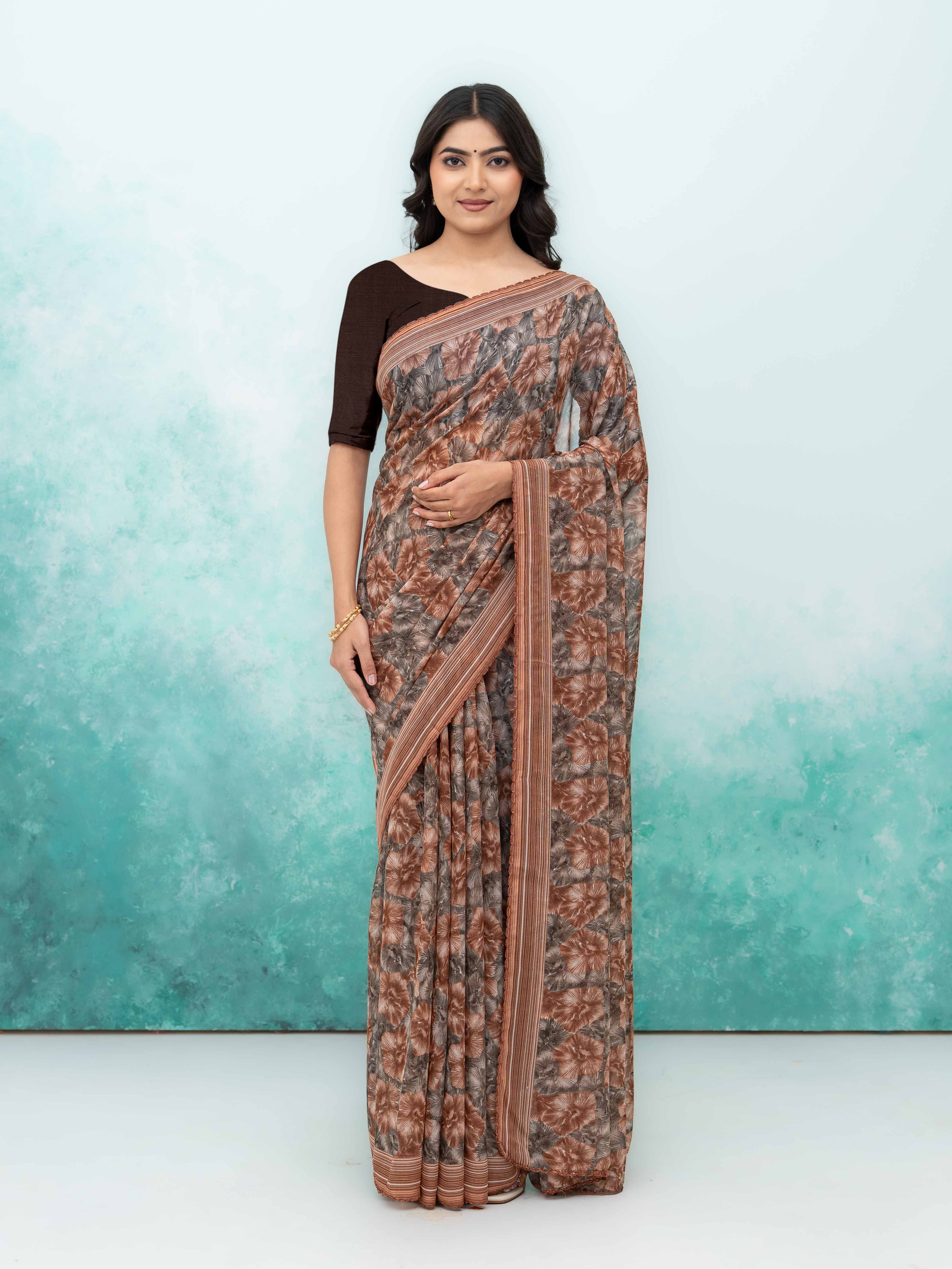 Brown Weightless Saree