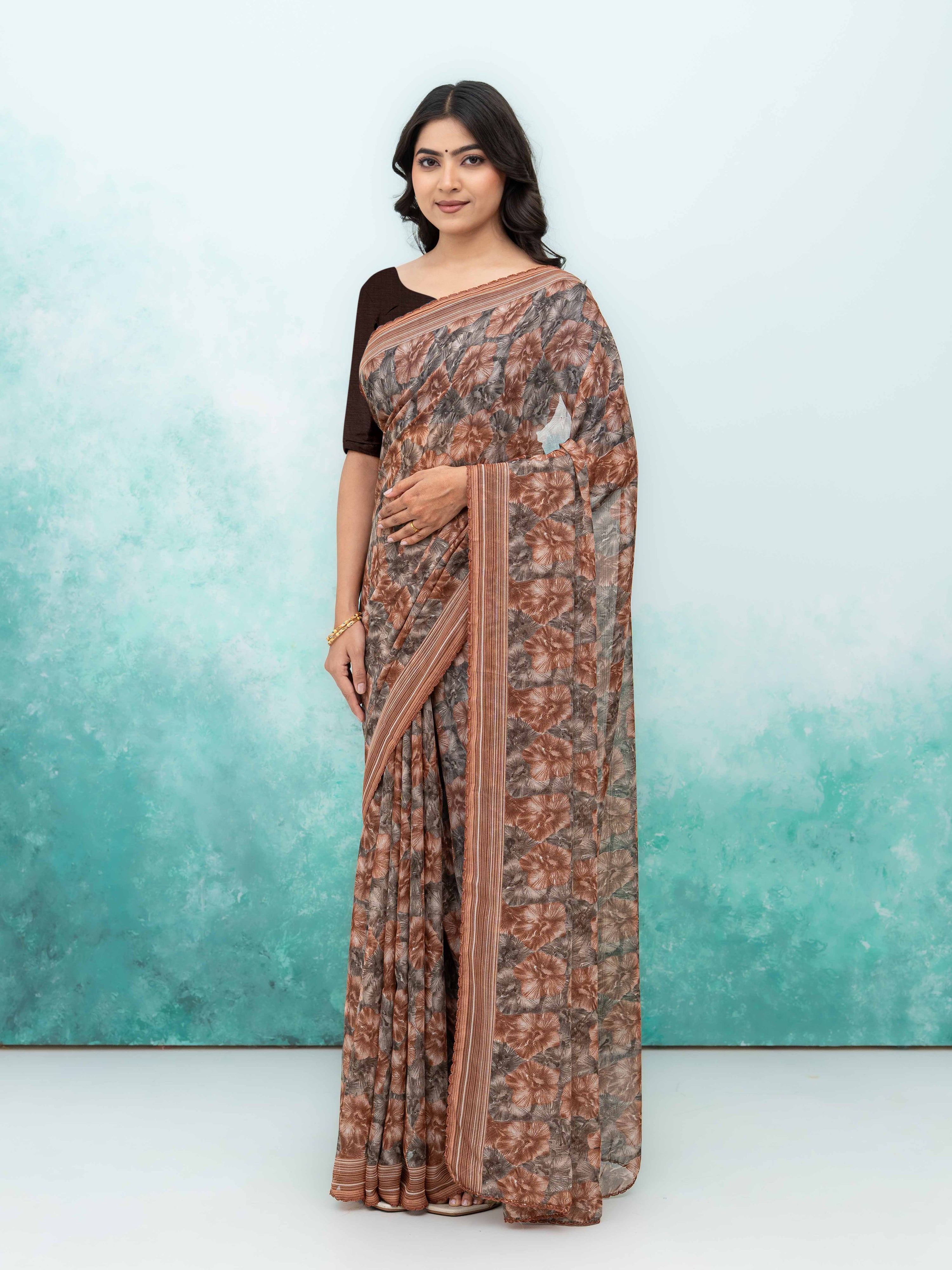 Brown Weightless Saree