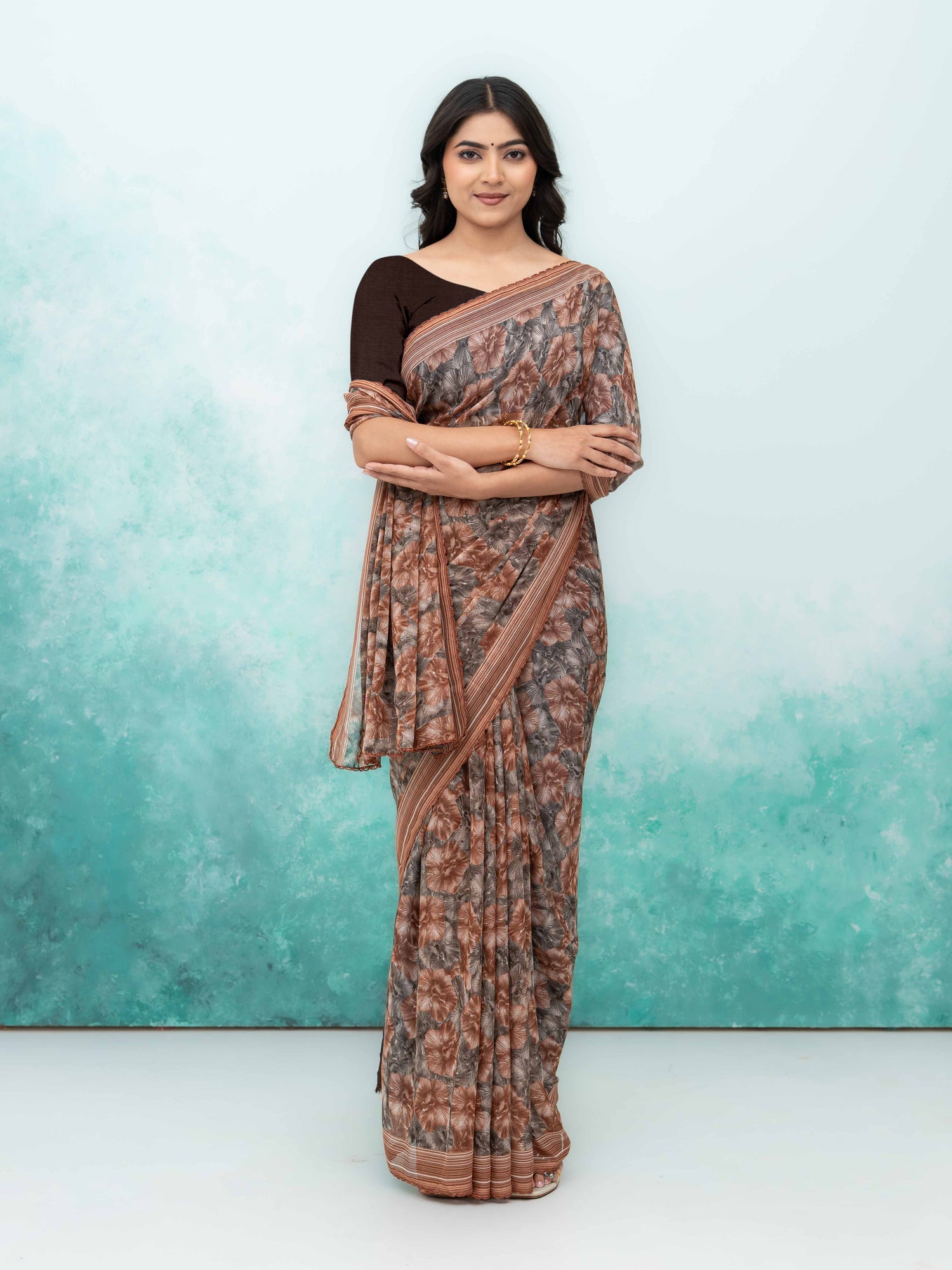 Brown Weightless Saree