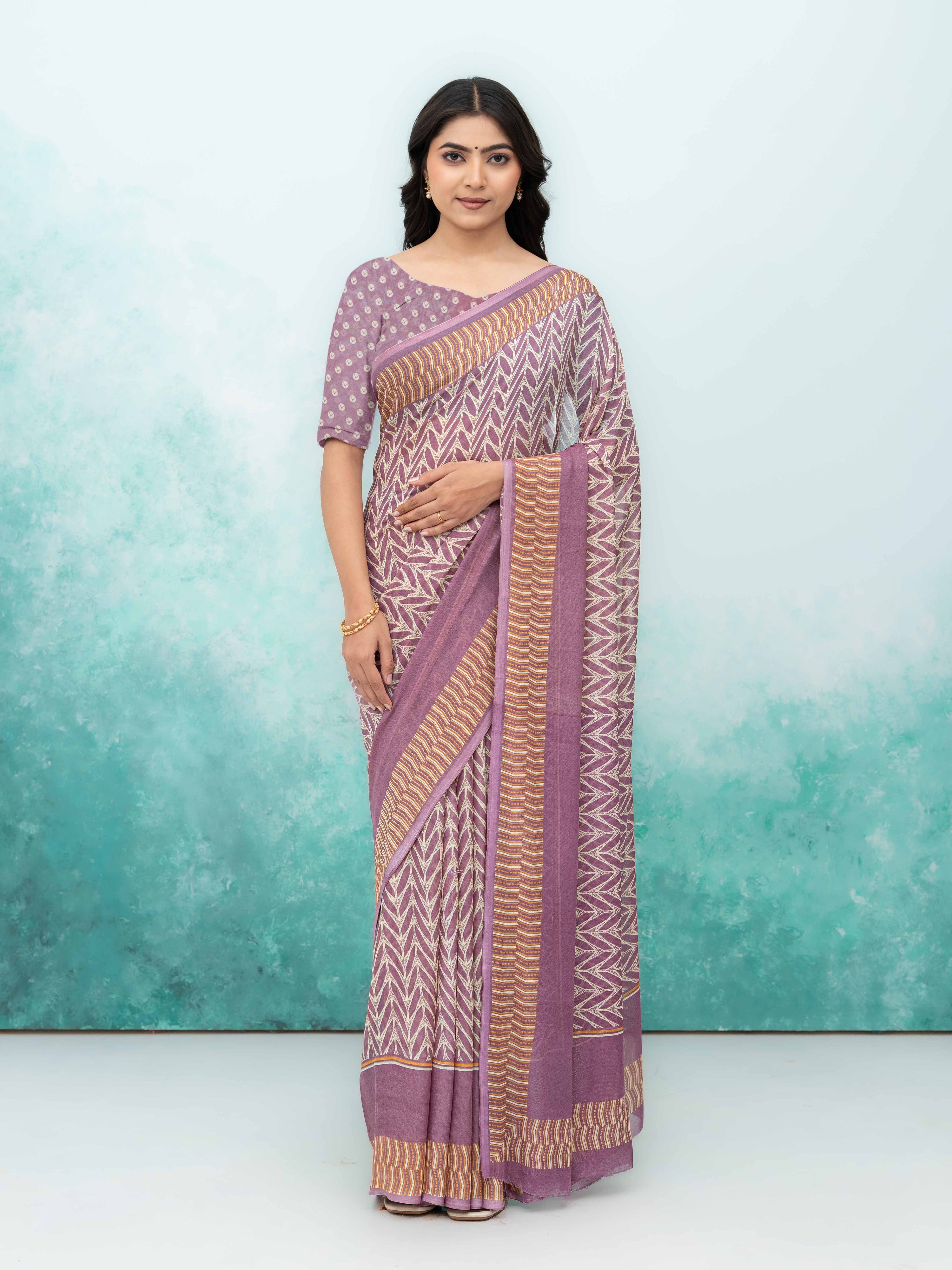 Purple Chiffon Saree