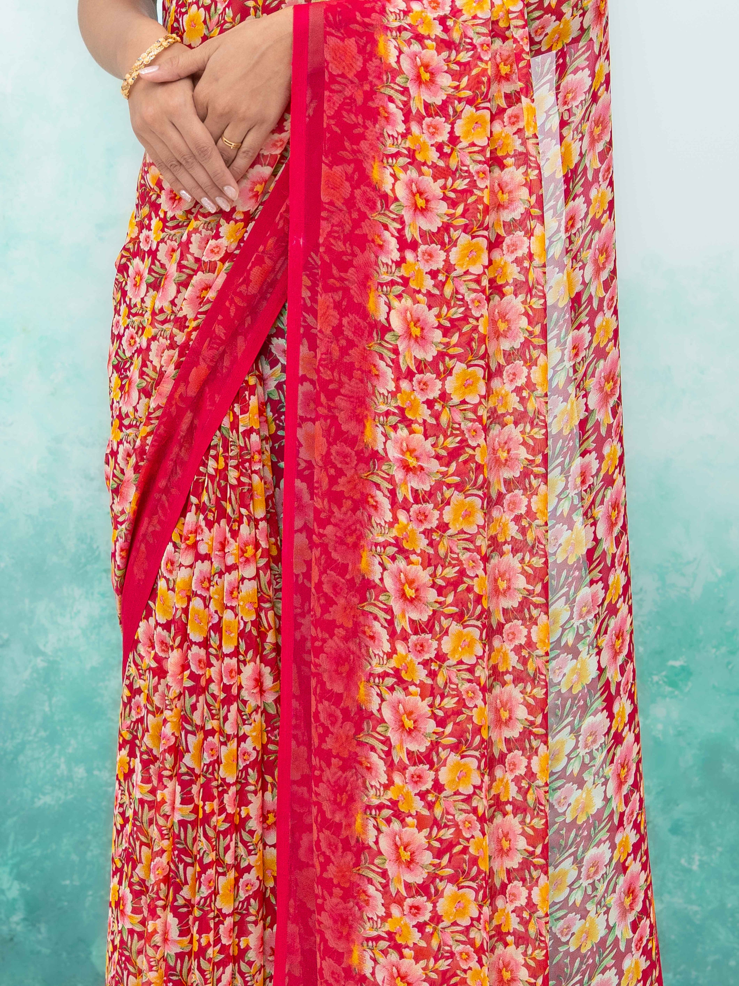 Maroon Georgette Saree