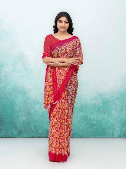 Maroon Georgette Saree