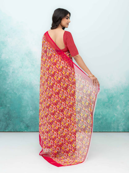 Maroon Georgette Saree