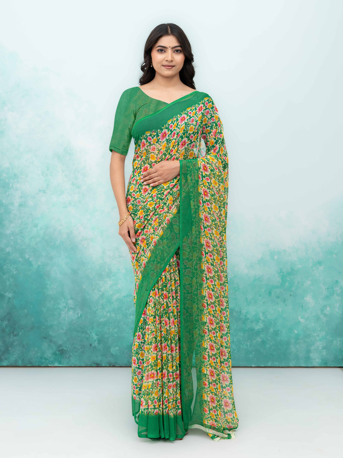 Green Georgette Saree