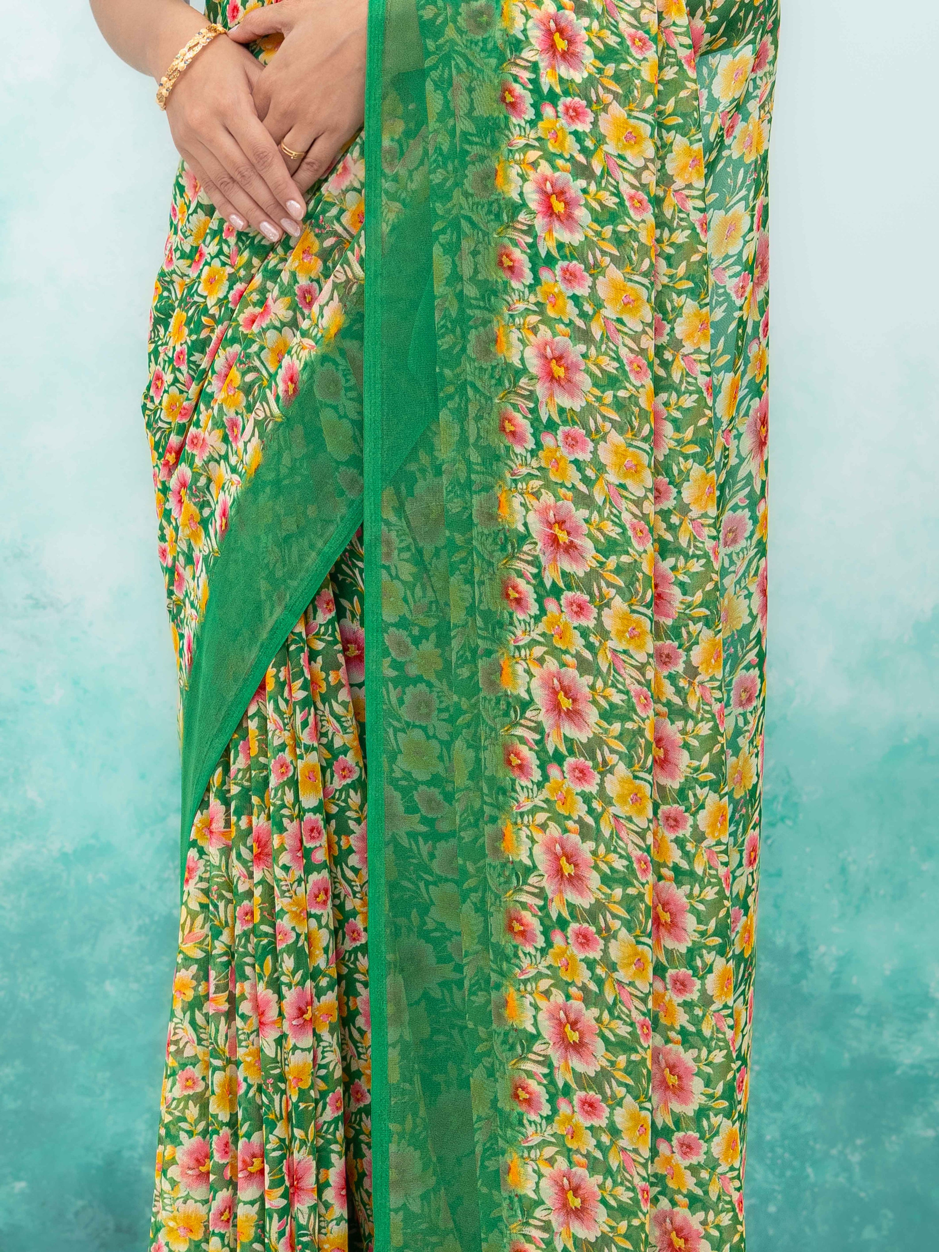 Green Georgette Saree