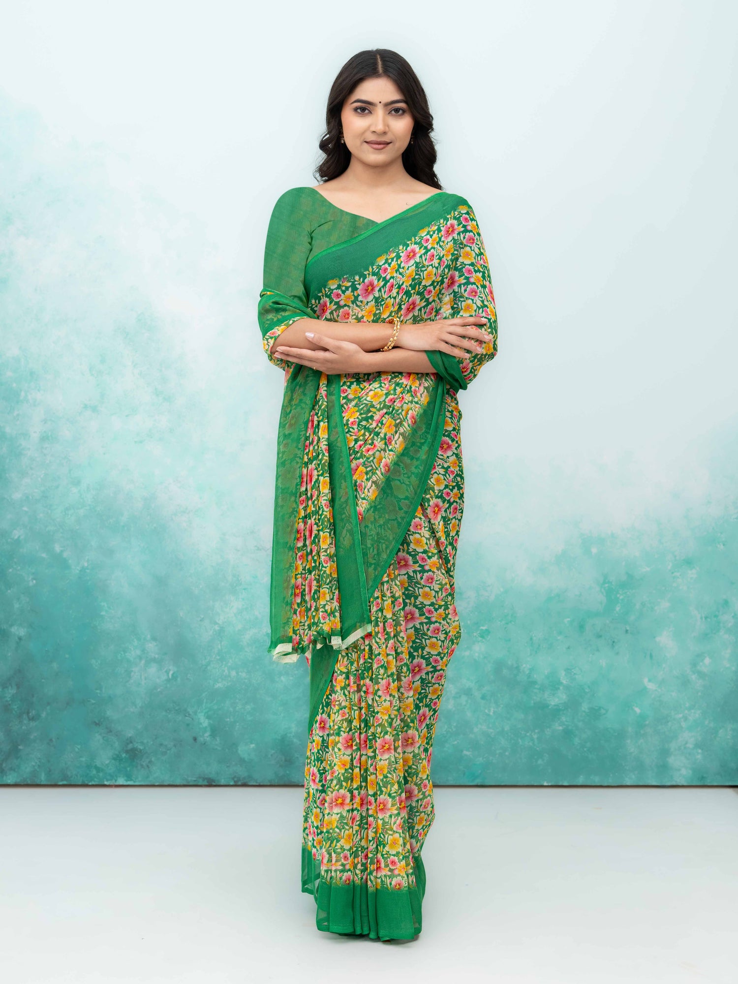 Green Georgette Saree
