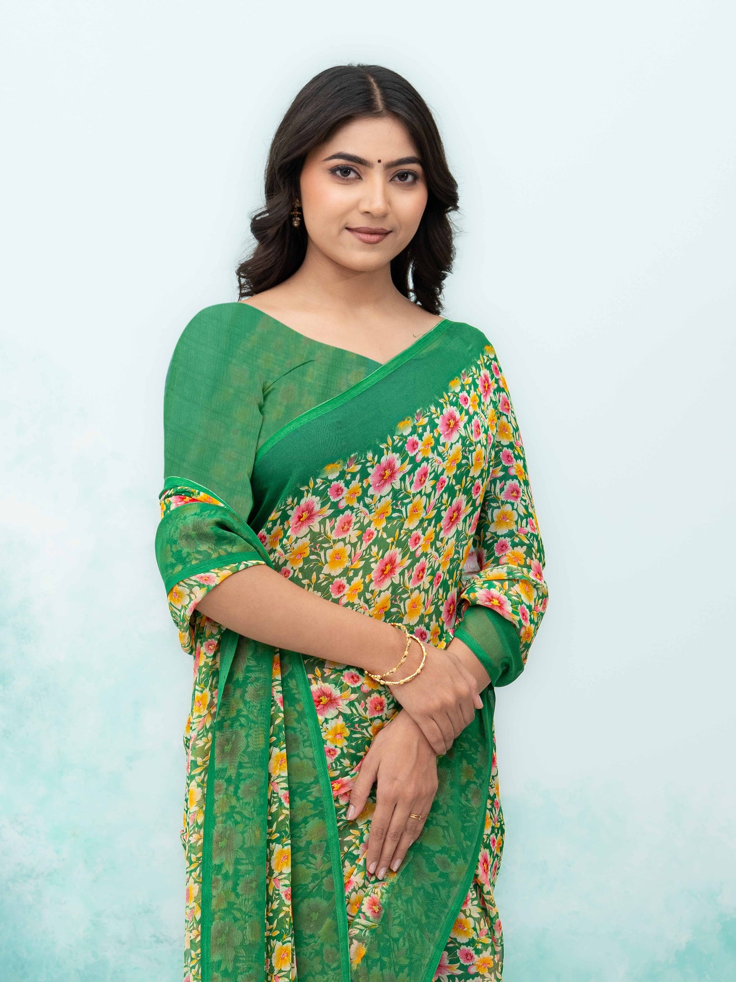 Green Georgette Saree