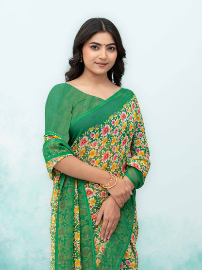 Green Georgette Saree