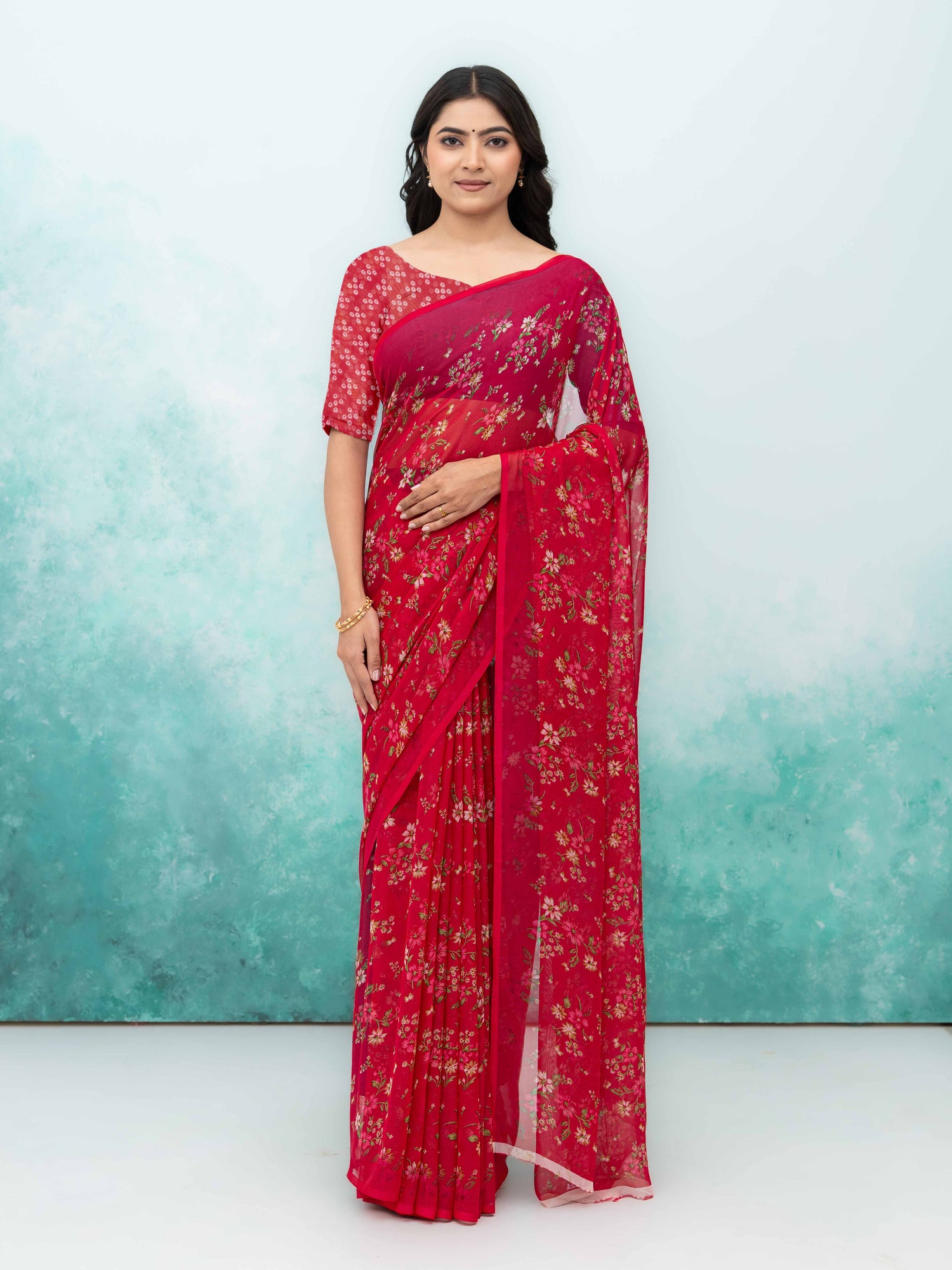 Maroon Chiffon Saree