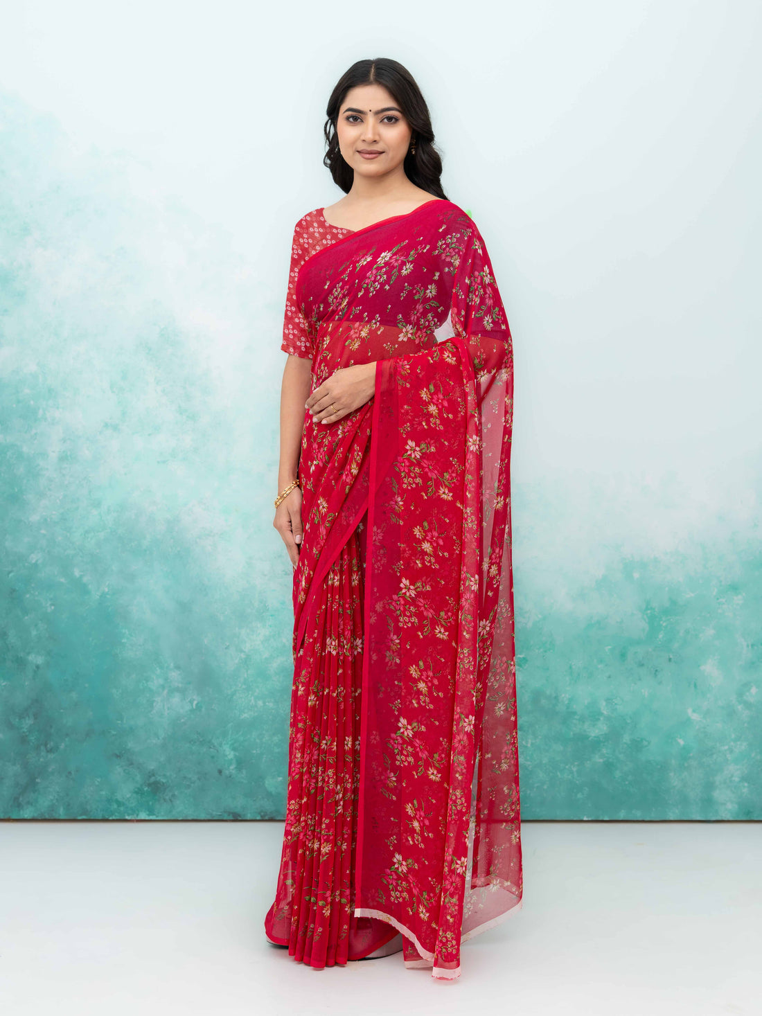 Maroon Chiffon Saree