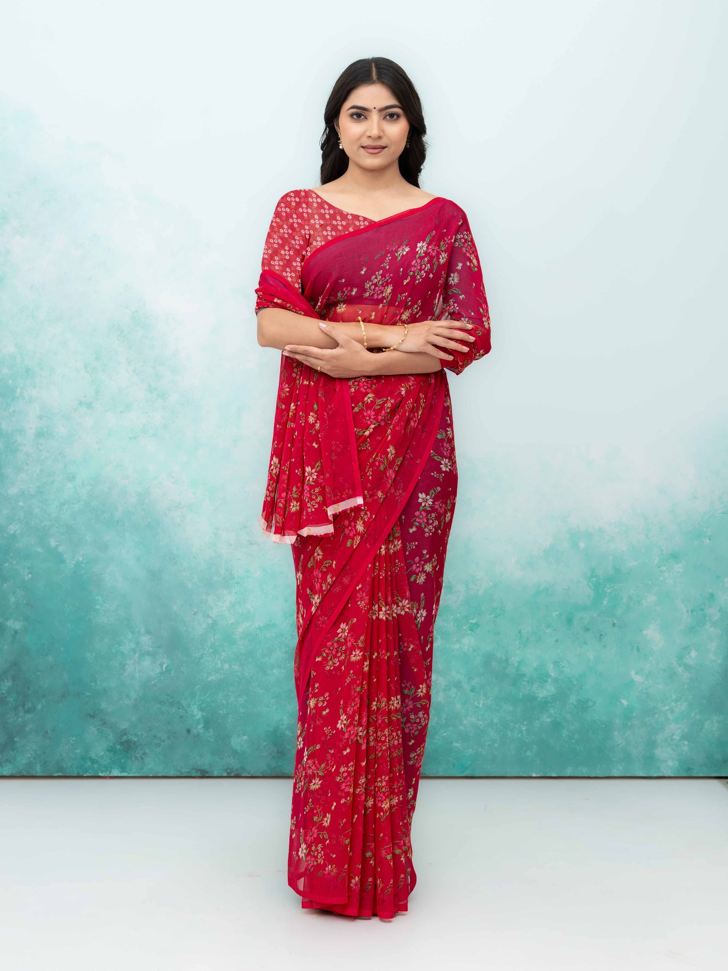 Maroon Chiffon Saree