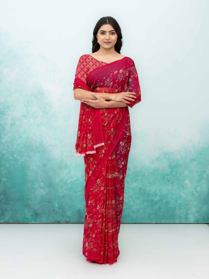 Maroon Chiffon Saree