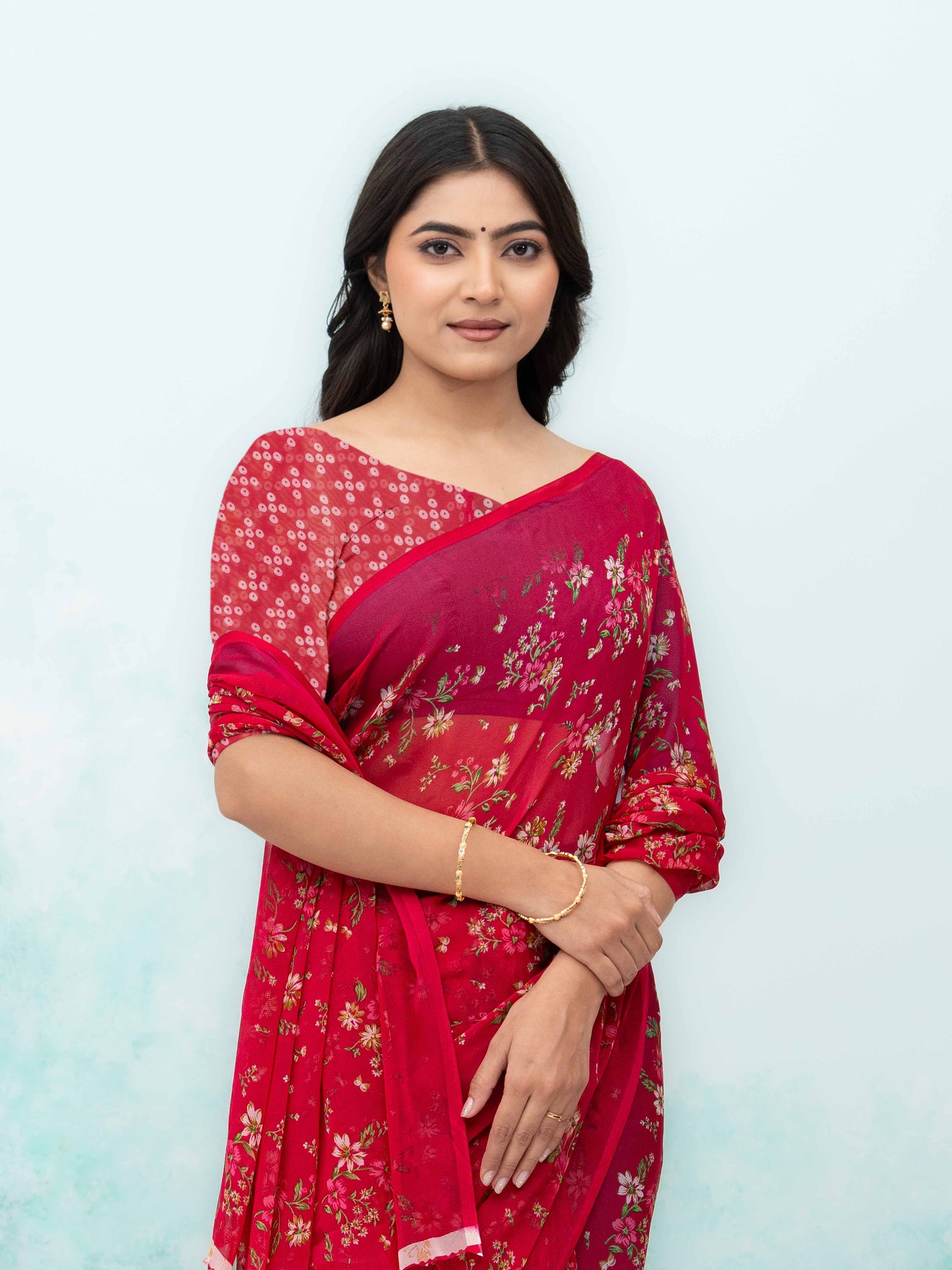 Maroon Chiffon Saree
