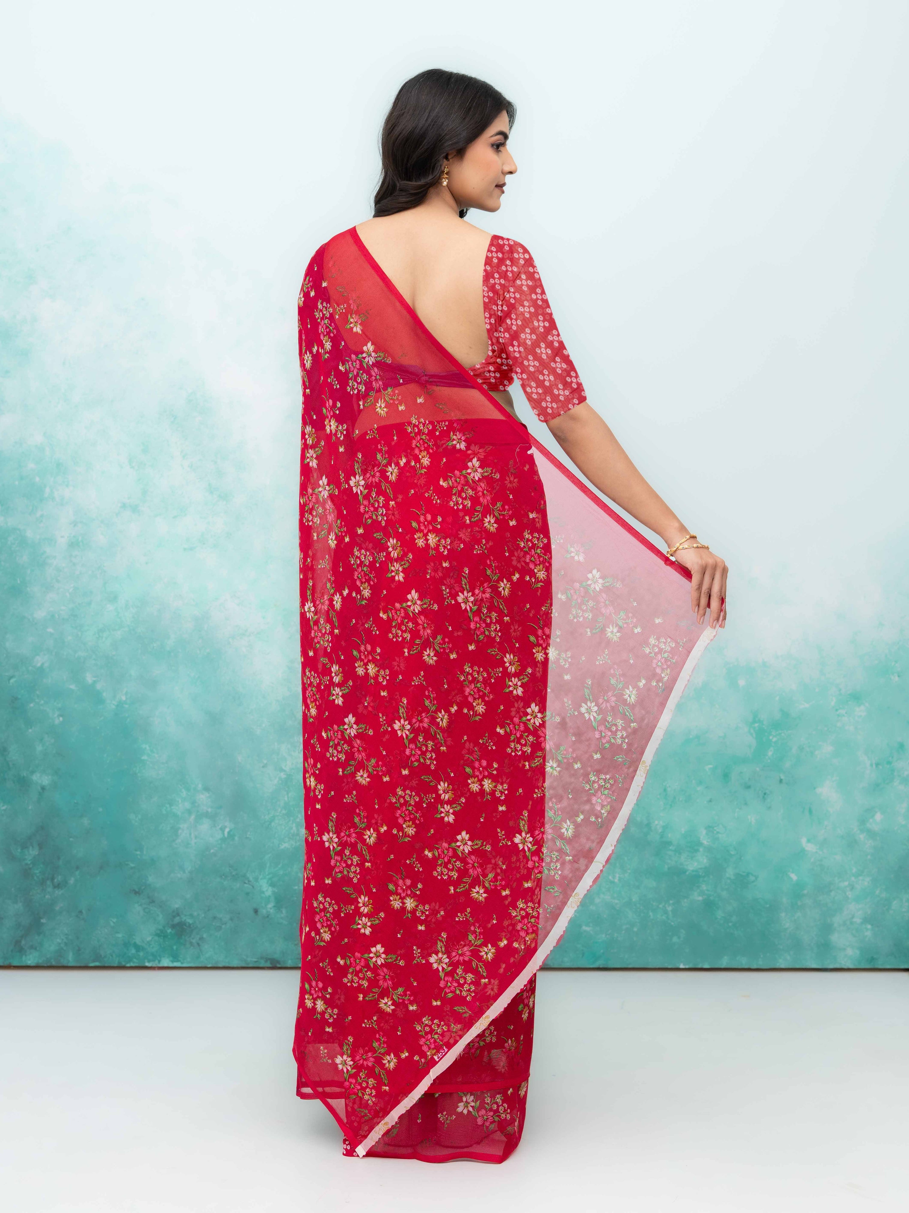 Maroon Chiffon Saree