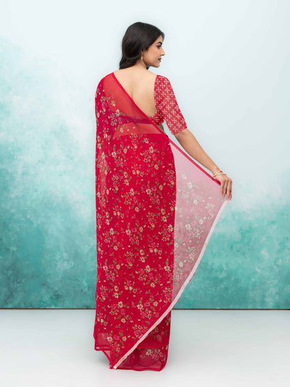 Maroon Chiffon Saree