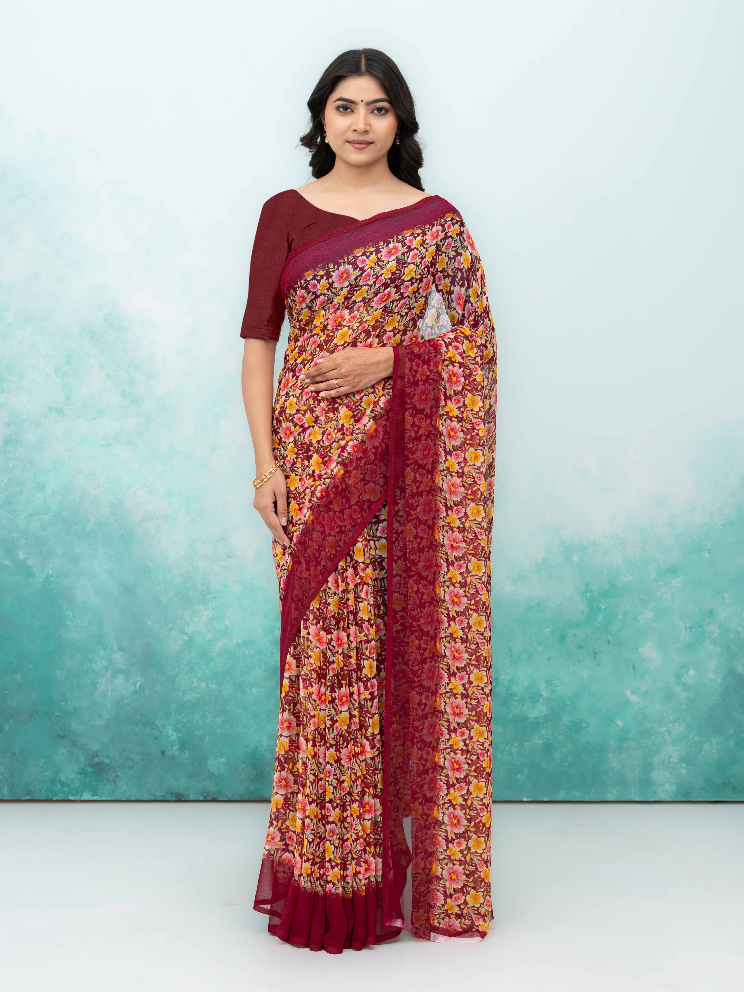 Purple Georgette Saree