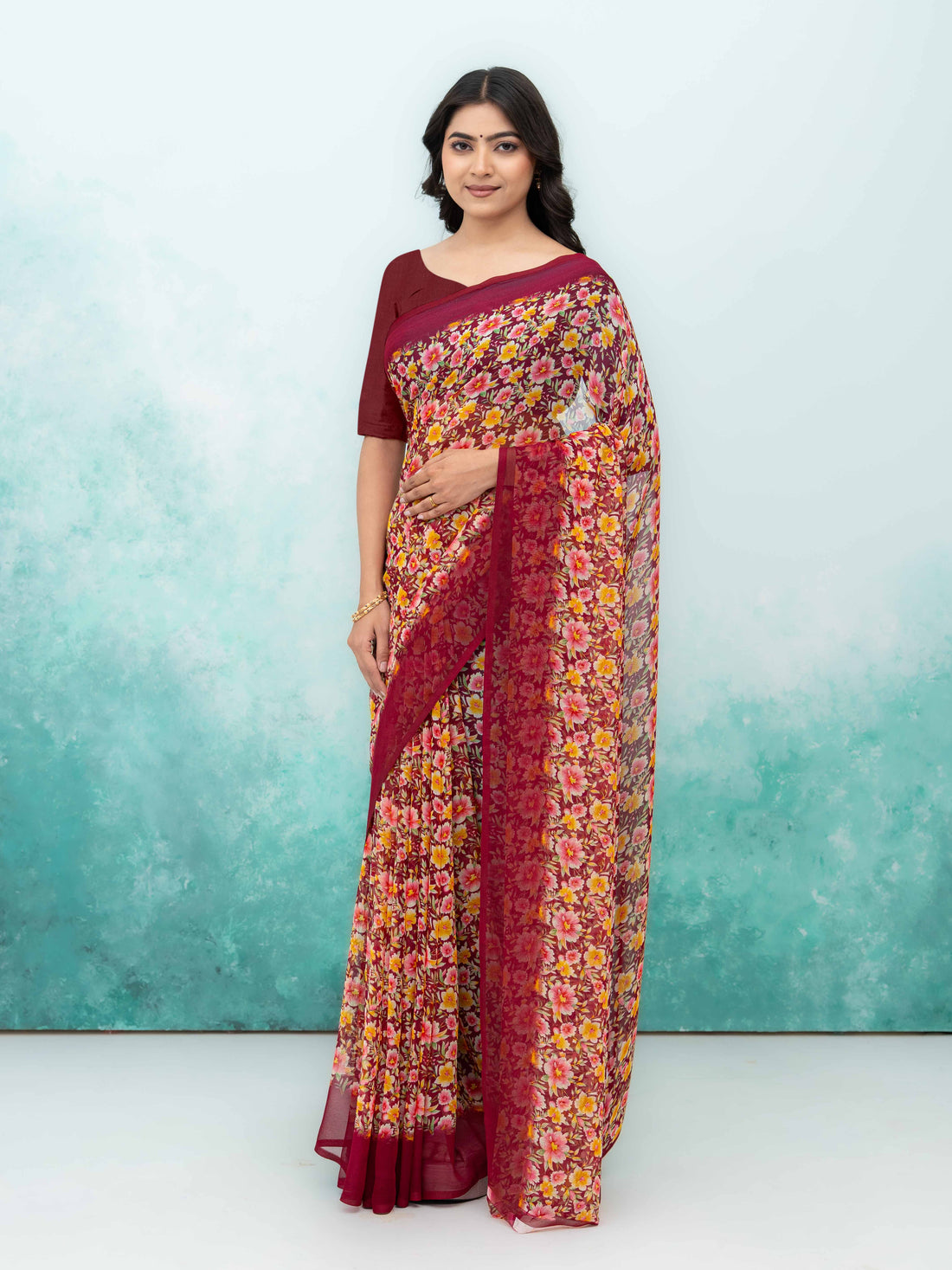 Purple Georgette Saree
