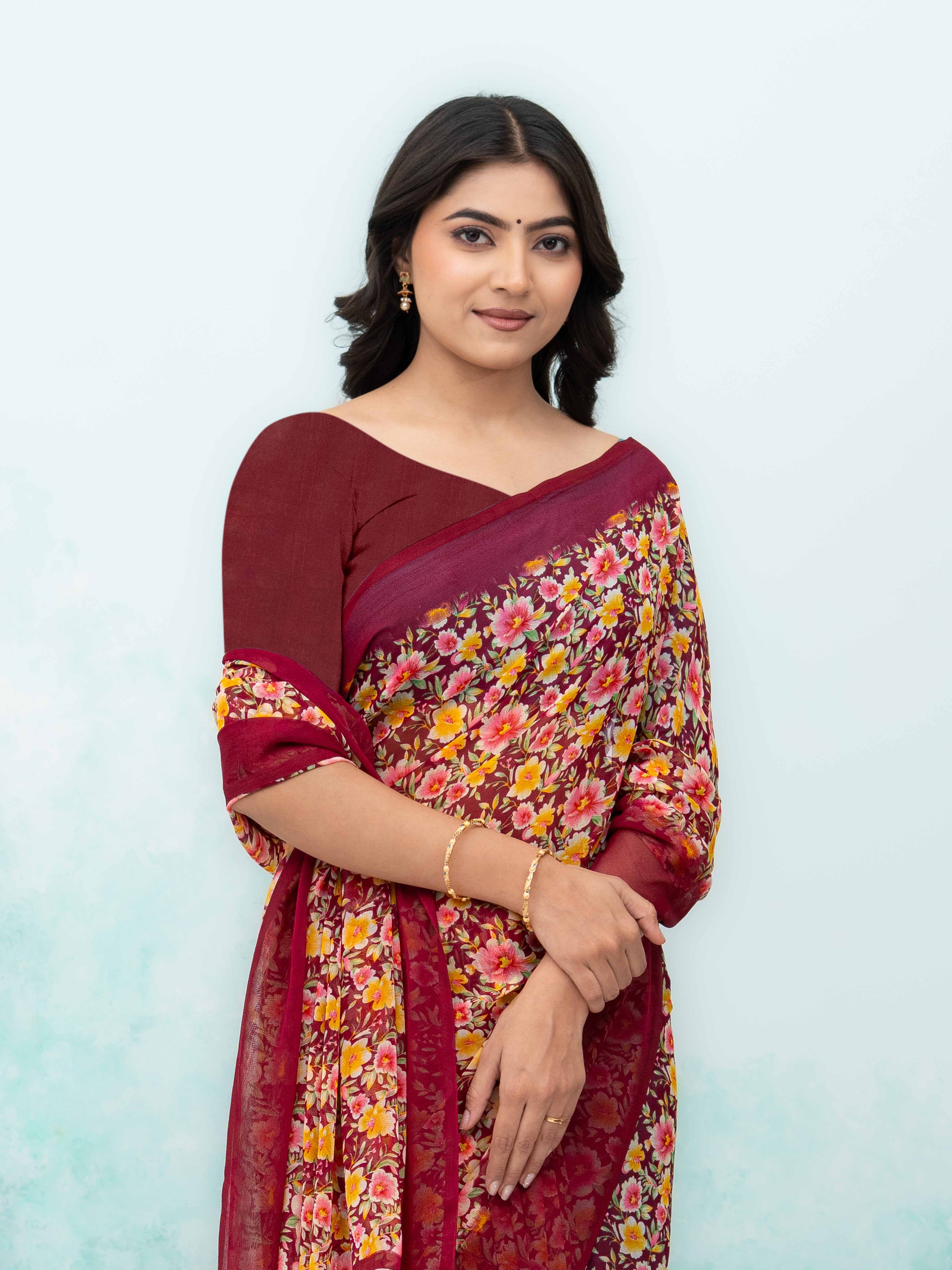 Purple Georgette Saree
