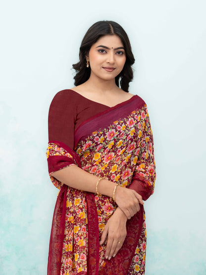 Purple Georgette Saree