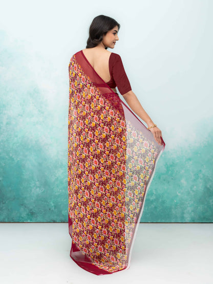 Purple Georgette Saree