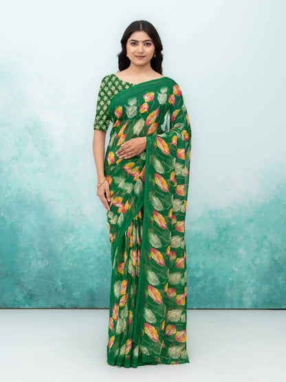 Green Chiffon Saree