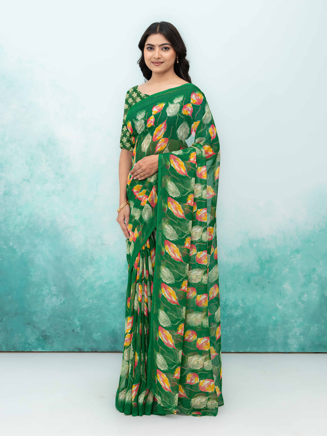 Green Chiffon Saree