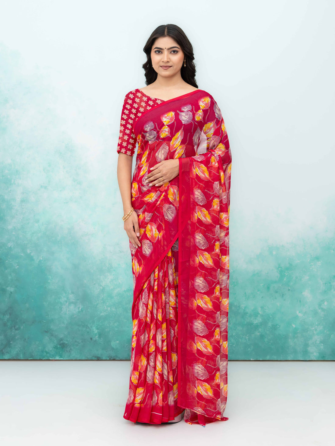 Pink Chiffon Saree