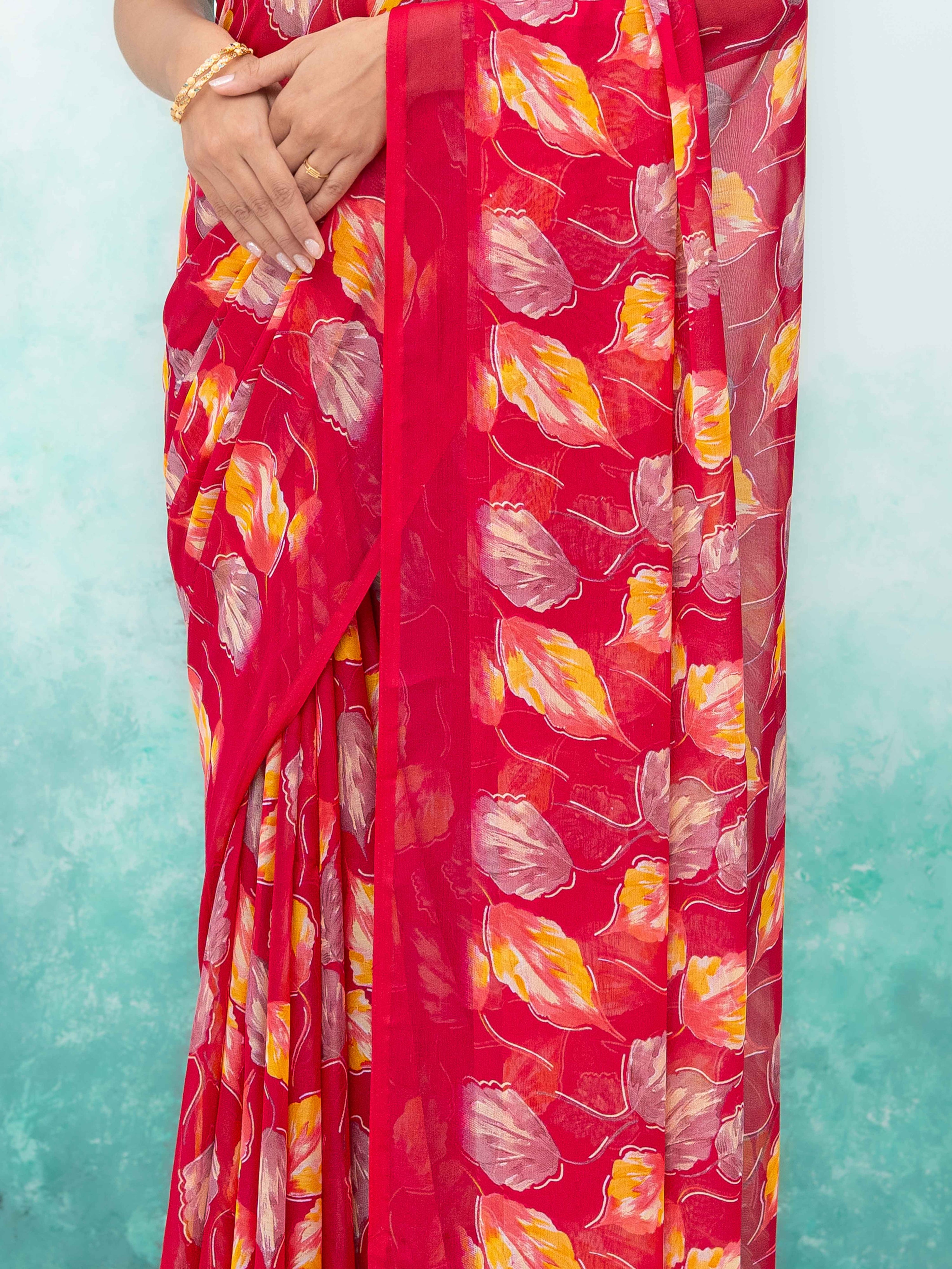 Pink Chiffon Saree