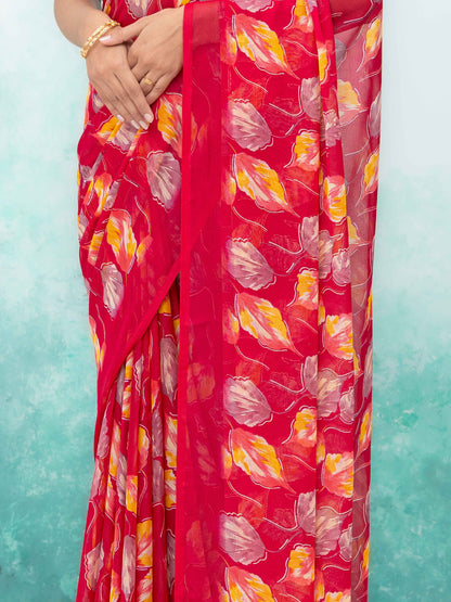 Pink Chiffon Saree