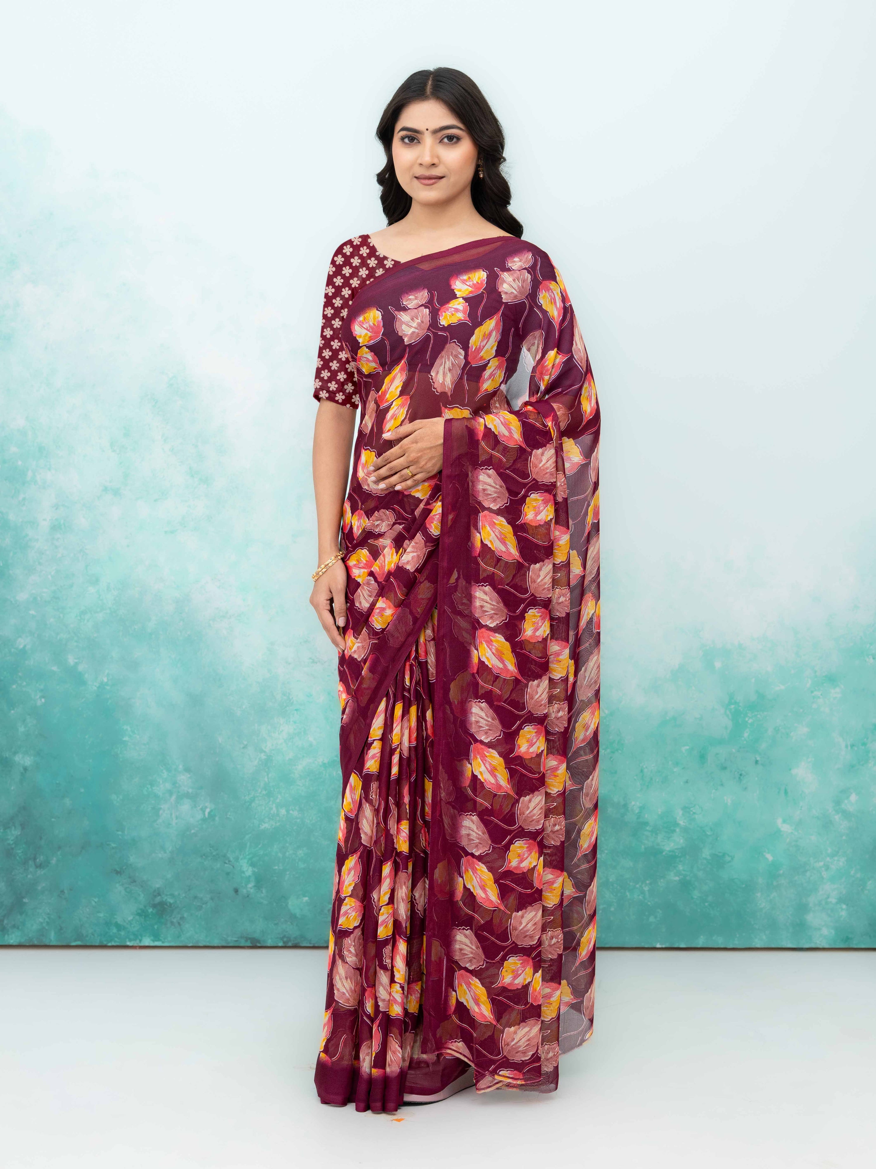Purple Chiffon Saree