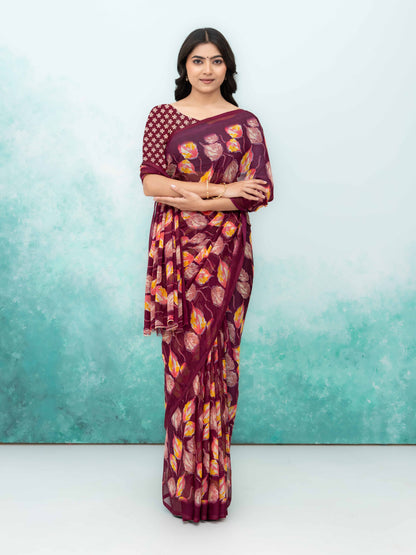 Purple Chiffon Saree
