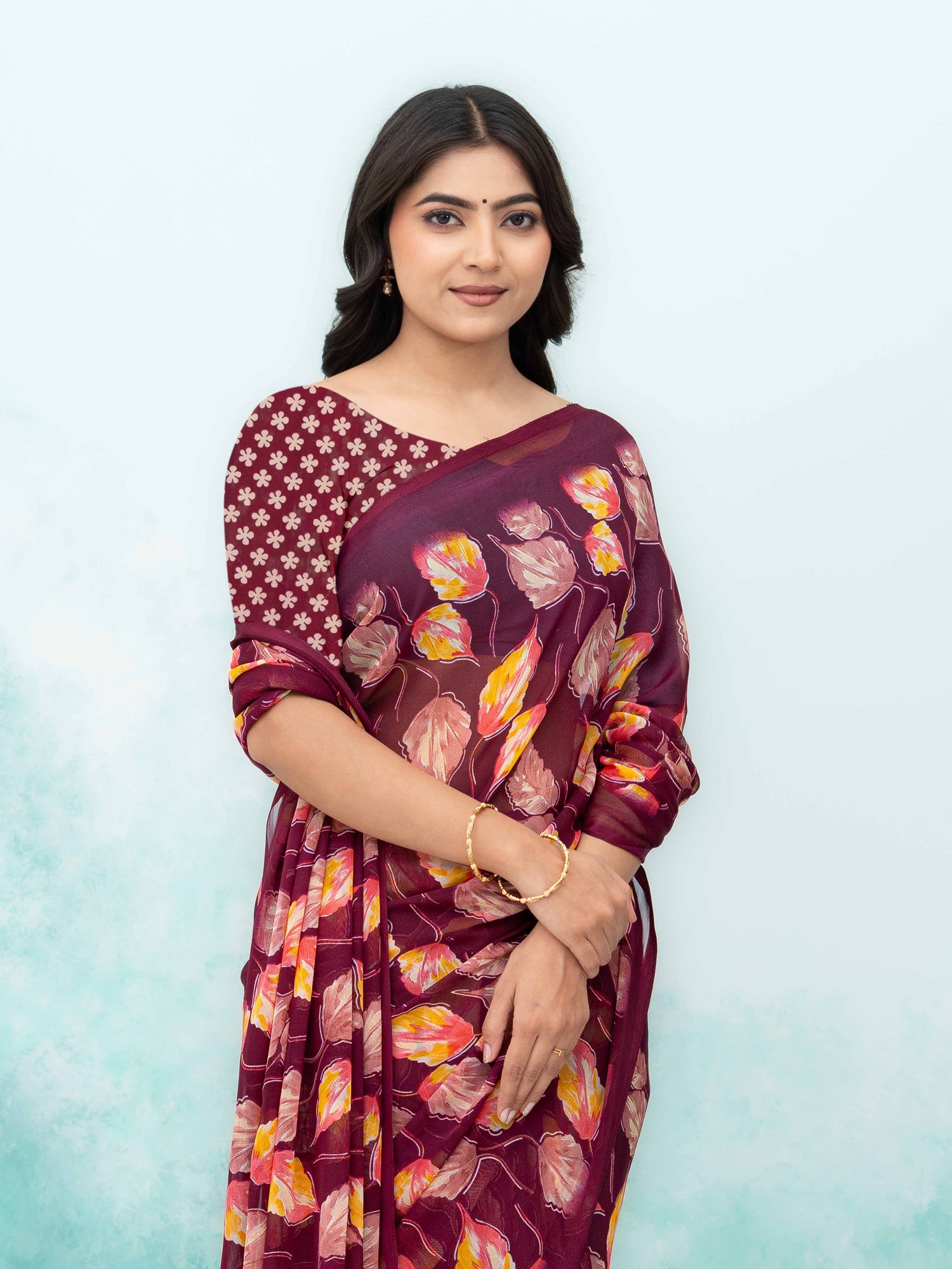 Purple Chiffon Saree